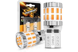 Auxbeam Upgraded 194 LED Bulbs Amber Yellow, 400% Brighter Extremely Bright Canbus Error Free 168 2825 T10 W5W LED Light Bulb