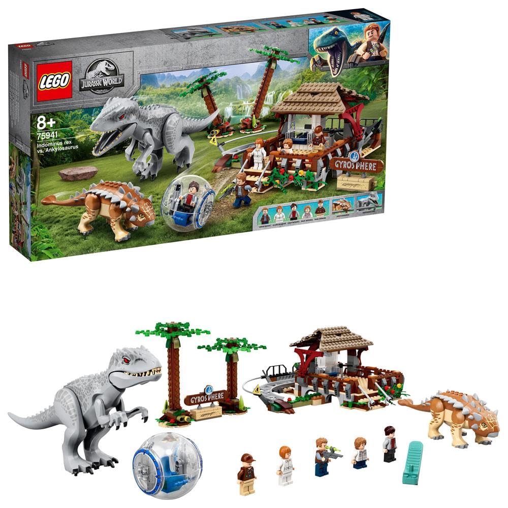 LEGO 75941 Jurassic World Indominus Rex vs. Ankylosaurus Dinosaurs Set with Gyrosphere