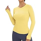 MathCat Workout Seamless Shirts for Women Long-Sleeved Yoga Running Breathable Thumb Holes Tops