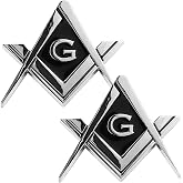Creatrill 2 Pack 2.75" Chrome Plated Masonic Car Emblem Mason Square and Compasses Auto Truck Motorcycle Decal Gift Accessories