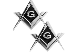 Creatrill 2 Pack 2.75" Chrome Plated Masonic Car Emblem Mason Square and Compasses Auto Truck Motorcycle Decal Gift Accessories