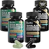 Boysea.Shilajit and Sea Moss Bundle- 90 Count - Sea Moss, Black Seed Oil, Ashwagandha, Ginger & Shilajit, Rhodiola Rosea, All in 1 Supplements (2 Pc)