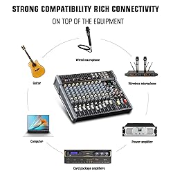 JXSOU Audio Mixer, 16-Channel DJ Mixer Bluetooth