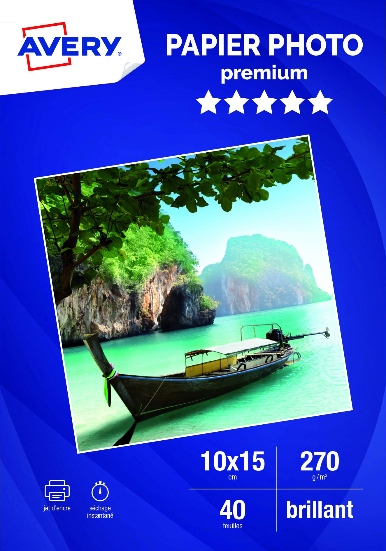 Avery C2453-40 40 Photo Paper A6 270 G/M², for Inkjet Printers, Shiny White