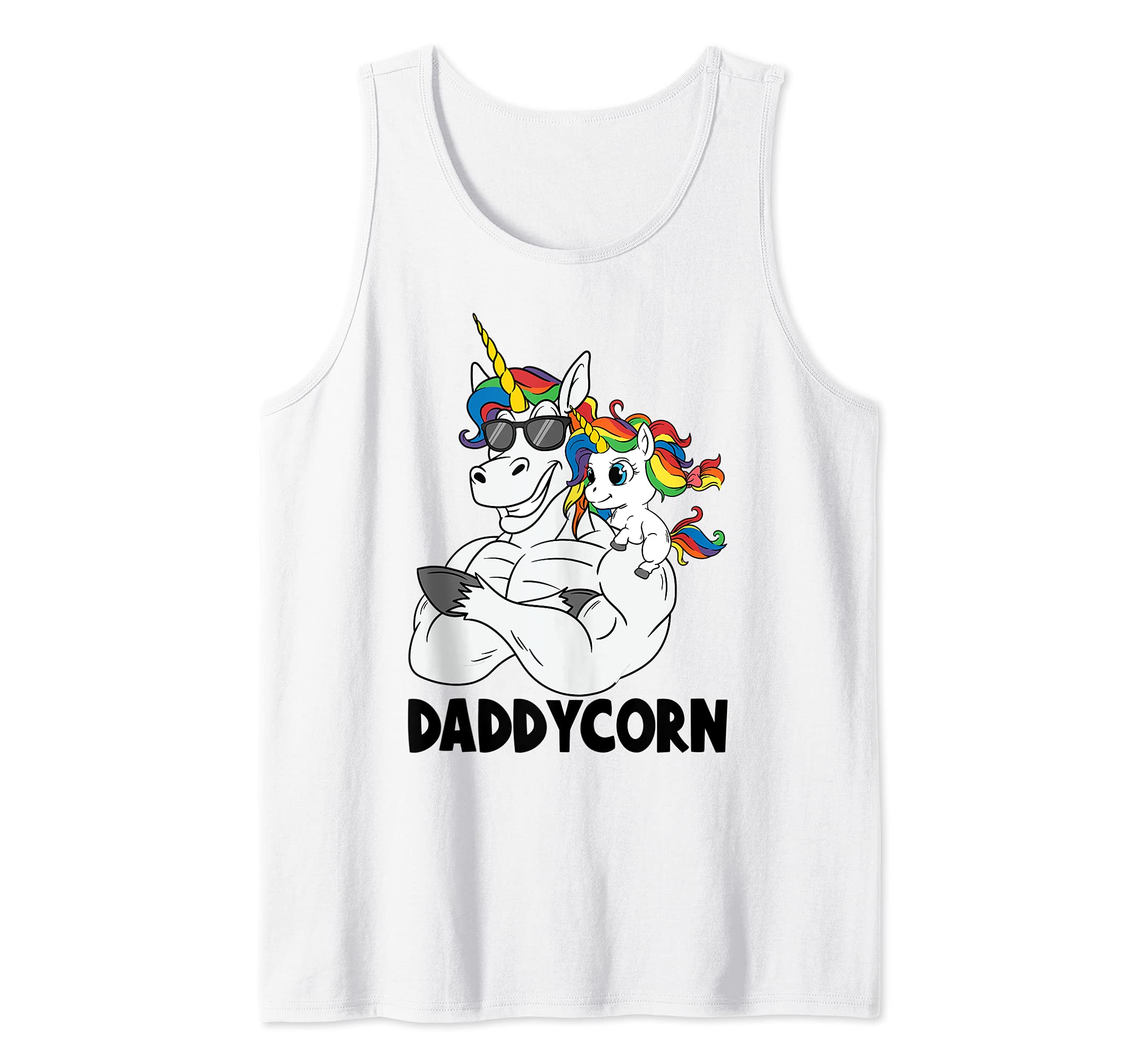 Daddy Muscle Unicorn Daddycorn Holding Princess Daughter Tank Top