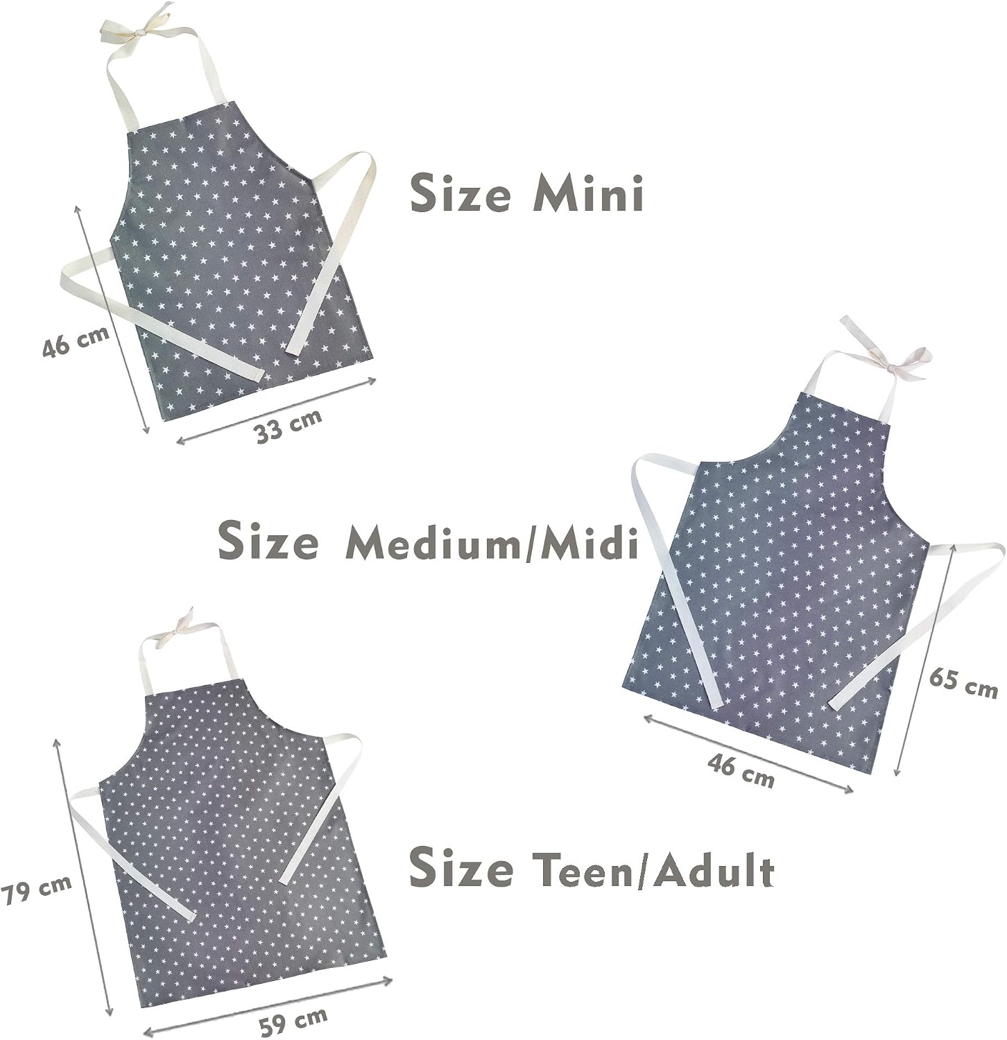 Messy Me Comfortable Wipe Clean Apron - Ideal for Kids' Painting, Baking & Art - Waterproof Apron (Grey Stars, Mini) - Image 3