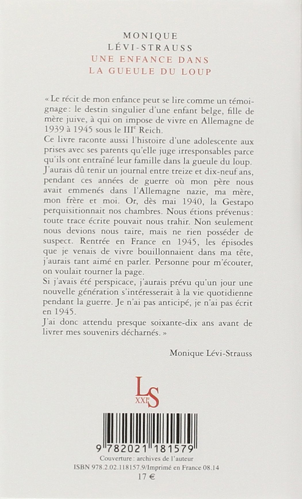 Une Enfance Dans La Gueule Du Loup La Librairie Du Xxie Siecle