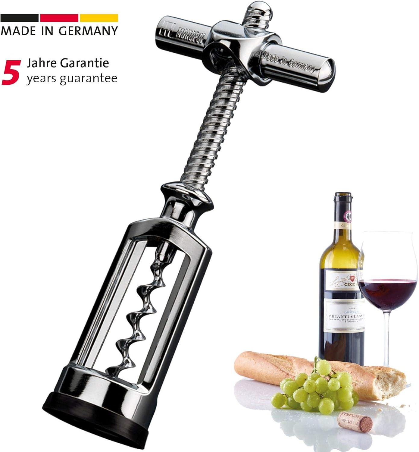 6255556C Monopol Corkscrew and Wine Opener with Cork Remover, Silver
