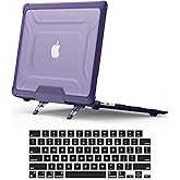 DTangLsm for MacBook Air 13 inch Case 2025 2024-2022 M4 M3 M2 A3240 A3113 A2681, Heavy Duty Rugged TPU Bumper Hard Case with Foldable Kickstand & Keyboard Cover for MacBook Air 13.6 inch Case, Purple