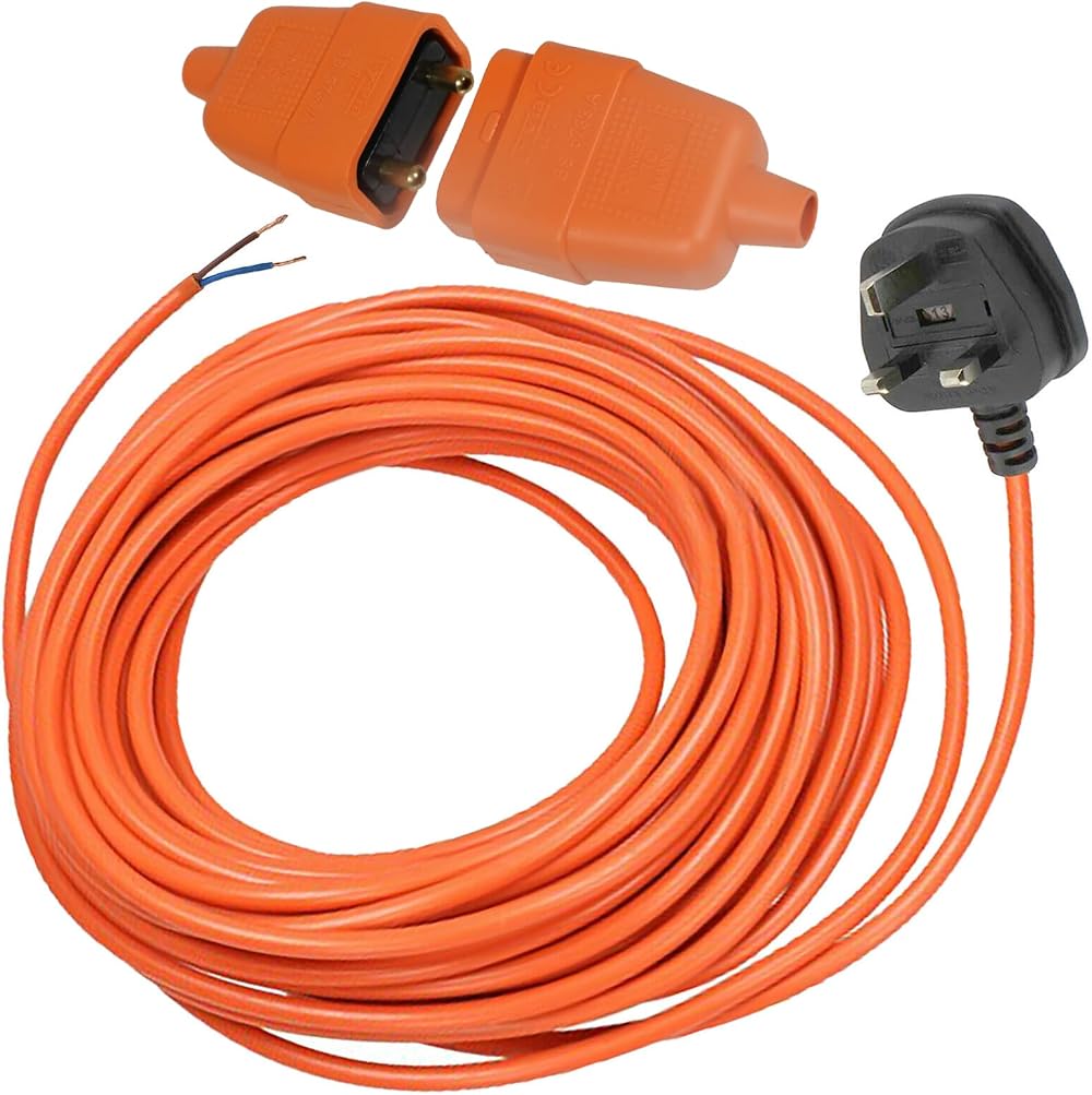 SPARES2GO 12m Cable & Lead Plug Repair Extension 2 Core Pin Coupler Socket 12m