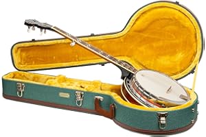 Crossrock Master Series 5-String Resonator Banjo Case | Malachite Blue Tweed Exterior, Re-Engineered Wooden Shell, Leather Handle & Gold Velvet Interior