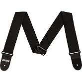 Gretsch Guitar Strap, Adjustable 35" to 61", Woven Polypropylene, Leather Ends, Durable and Lightweight, 2in, Black