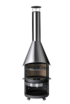 Asado Garten Grillkamin Edelstahl Haube, Schornstein und Abdeckung, 2-fach hitzebeständig lackiert, Höhe 226cm, geeignet für 