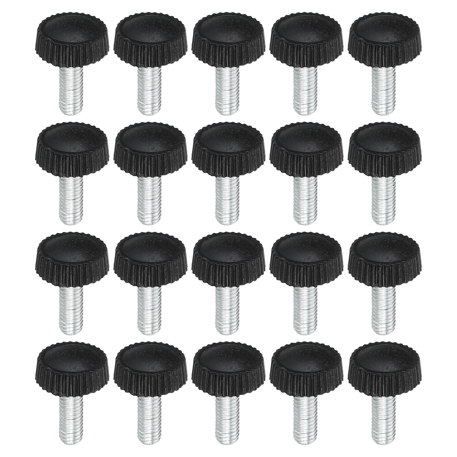 PATIKIL M5x14mm Knurled Thumb Screws, 20 Pack Male Thread Round Clamping Screws Knobs Hand Grip Bolts Mounting Fasteners for Lighting Furniture Hardware Black