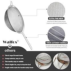 Walfos 9.5 Inch Large Fine Mesh Strainer, Stainless