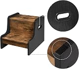 HOOBRO Kids Step Stool Two-Tier Wooden Stool Non-Slip Pads Rustic Brown Black view 9