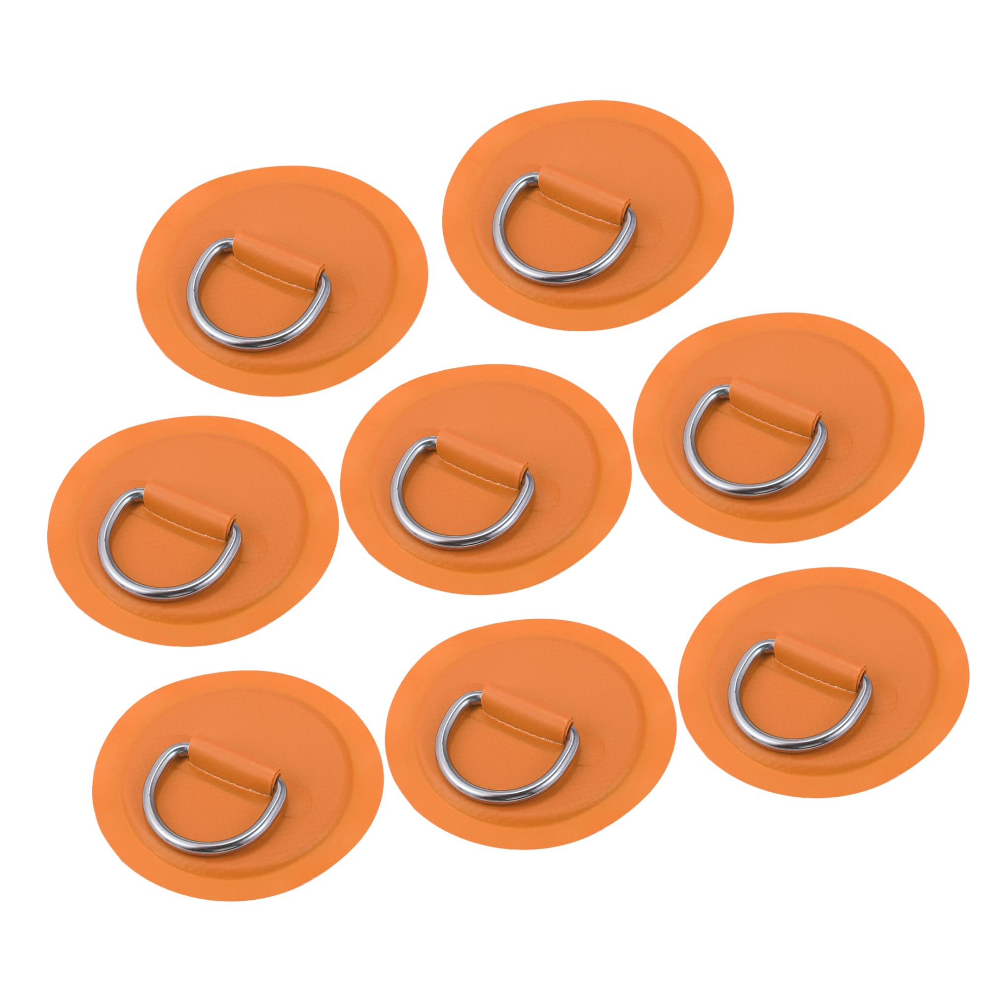 A ABSOPRO D Ring Patch Pad PVC Stainless Steel for Surfboard Orange (Set of 8)
