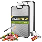 Titanium Cutting Board for Kitchen - Dual Sided Large Cutting Board with Titanium Surface & Wheat Straw PP Back, Dishwasher Safe, Includes Stainless Steel Finger Guard, Christmas Gift for Women & Mom