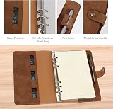 FYY A5 Leather 6 Ring Binder Notebook with Refill Sheets Brown view 3