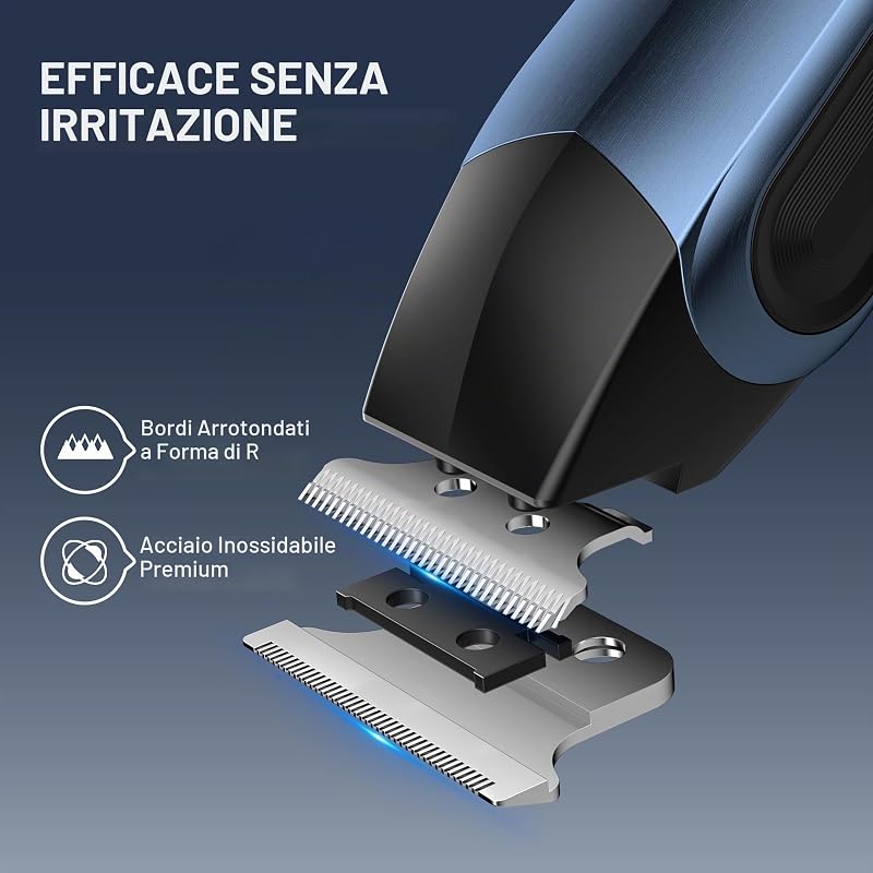 Rasoio elettrico da uomo 3 in 1, kit da viaggio per uomo, rasoio per barba e capelli, trimmer naso e orecchie, mini testina di rasoio, toelettatura maschile (Blu Navy Metallizzato)