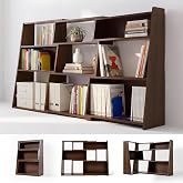 Upgraded Wooden Expandable Bookcase, 3-tier Low Bookshelf, Dark Walnut | Adjustable 3 Units Modular Design, Upgraded 9 Open Cubbies, Extends 26.6'' to 68.9'' for Flexible Straight or Corner Space