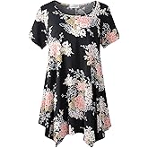 LARACE Short Sleeve Shirts for Womens Plus Size Tops Casual Summer Clothes Asymmetrical Tunic Blouses