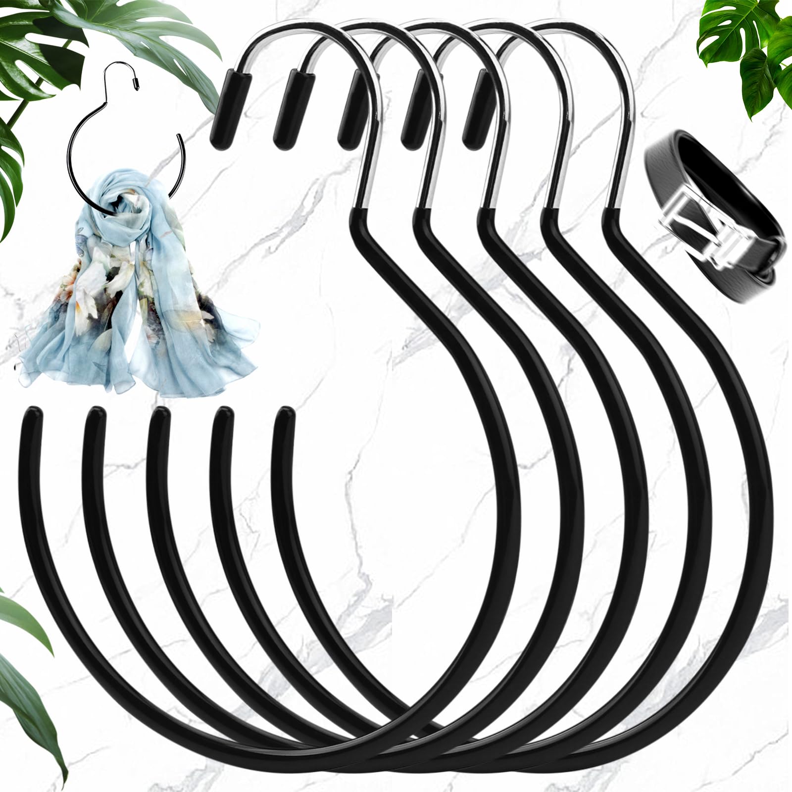 Srup 5 Pieces Scarf Tie Belt Hanger Holder Scarf Closet Hook Ring Holder Scarf Holder for Tie Belts Hat Hanger for Scarf Ring Scarf Ring Hanger