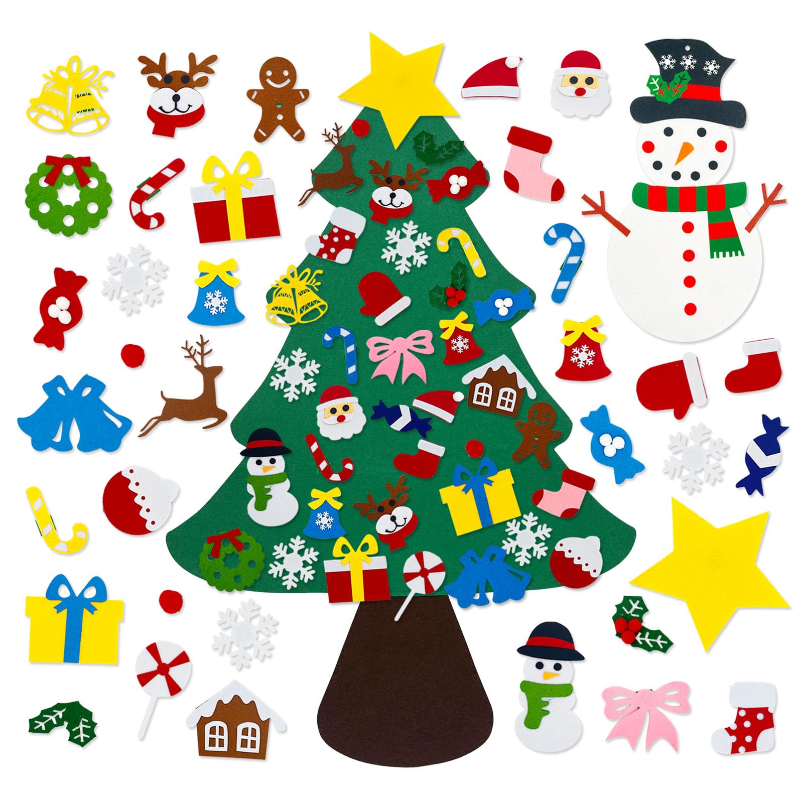 Photo 1 of **FINAL SALED **       
3.2 Ft Felt Christmas Tree with 38 Ornaments, DIY Felt Christmas Tree Set for Montessori, Hanging Ornaments DIY Tree Set Xmas New Year Wall Decorations-2 PACK OFF 10
