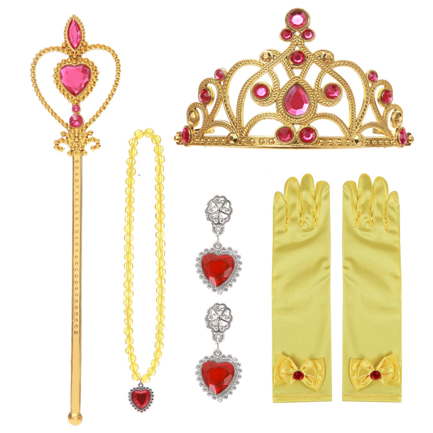 Sincere Party Girl's Golden Belle Princess Costume Accessories Fancy Dress Up Cosplay Exquisite Match Sets โ image 1