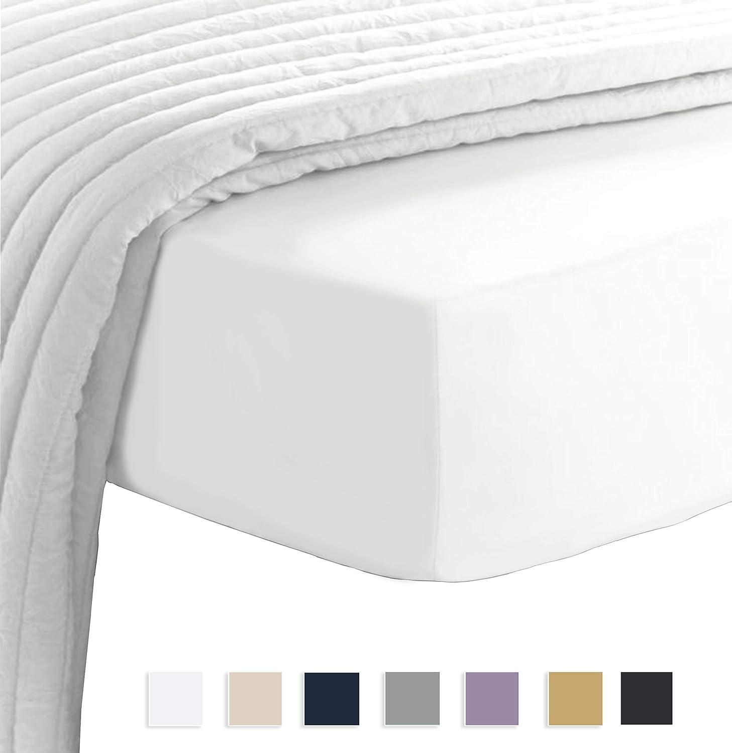 Pizuna 1000ThreadCount Cotton Super King Fitted Sheet, 1pc White