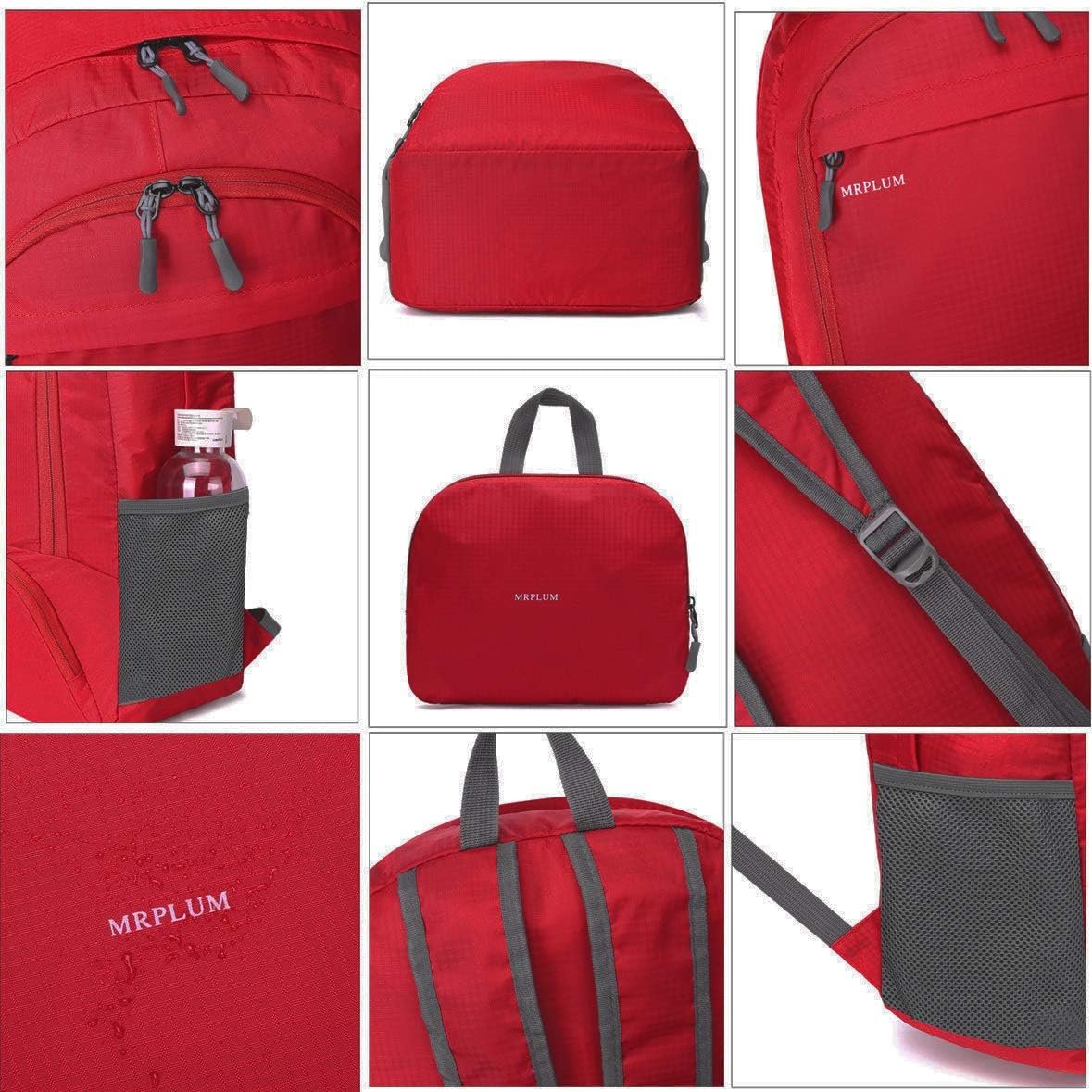 MRPLUM 30L Rucksack Foldable Ultralight Packable Backpack,Unisex Durable Handy Daypack for Travel&Outdoor Sports Durable&Waterproof (Red) - Image 5