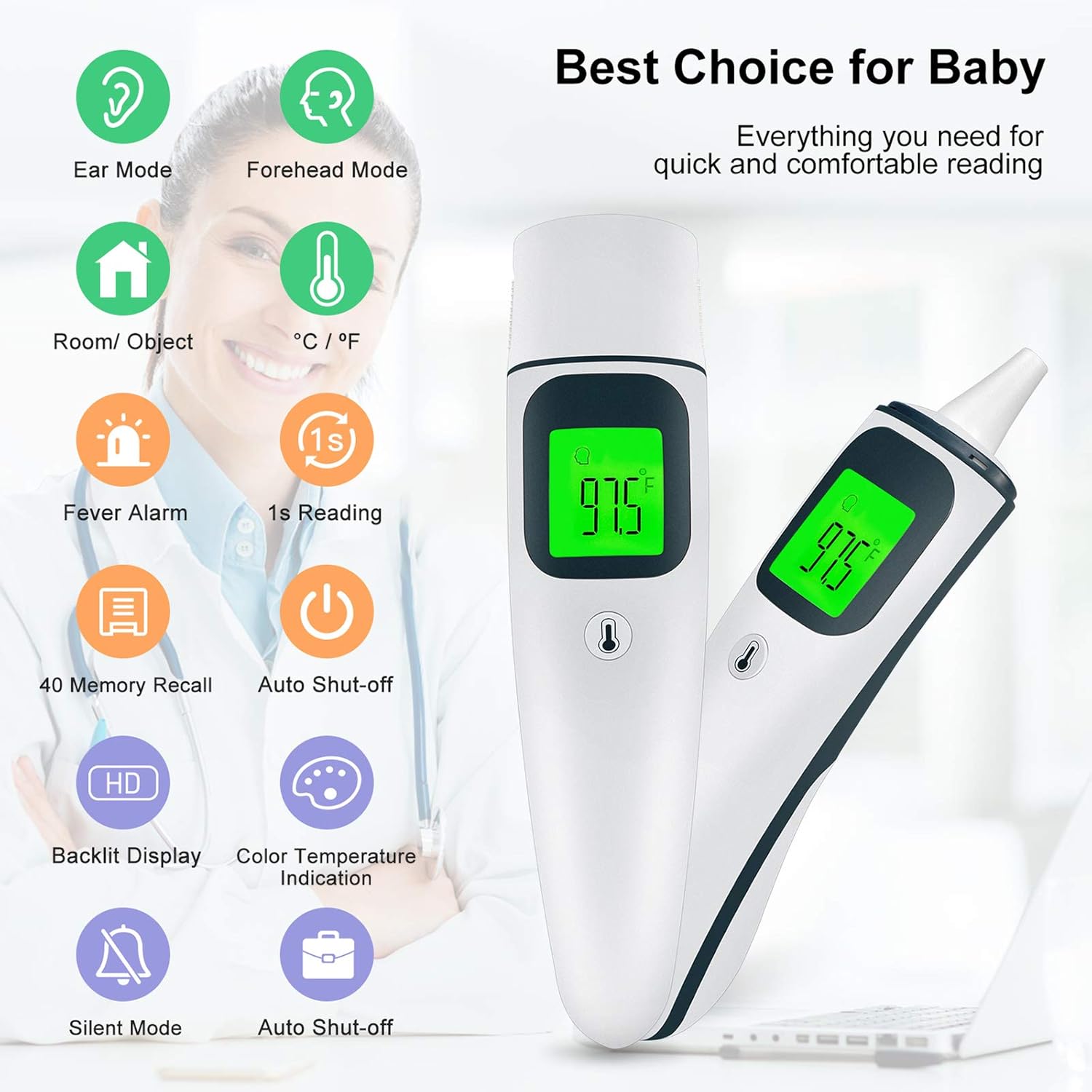 Thermometer for Adults No-Touch Forehead Thermometer Infrared Adult Thermometer for Fever Digital Thermometer for Adults Baby Thermometer Indoor Outdoor: Industrial & Scientific