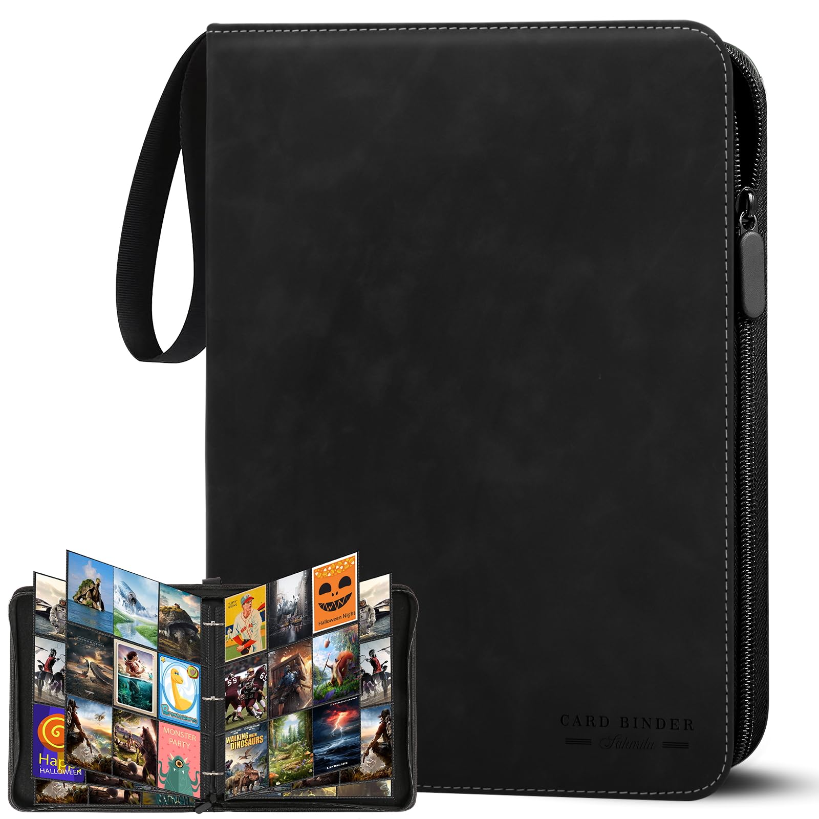 Sammelkarten Album,9 Fächer 30 Seiten bis zu 540 Karten Sammelalbum Binder,Karten Heft für Spielkarten, Sportkarten, Yu-Gi-Oh, MTG Cards- Schwarz