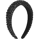 VOCOSTE Crystal Headband, Rhinestone Hairband for Women, Black, 1.2 Inch Wide