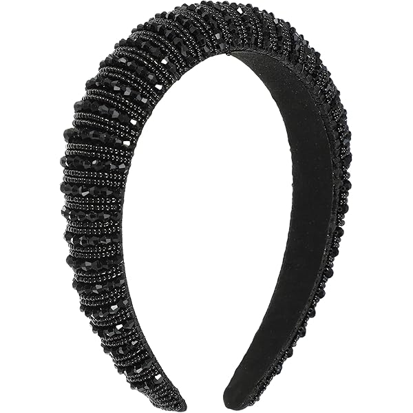 Padded Rhinestone Headbands Sparkly Multicolored Bejewelled Headband Full Baroque Crystal Embellished Hairband Beaded Wide Velvet Hair Hoop Accessory
