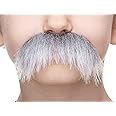 Mustaches Fake Mustache, Self Adhesive, Novelty, Small Walrus False Facial Hair, Costume Accessory for Kids, Gray with White Color
