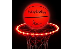 Waybelive LED Light Up Basketball Set, LED Basketball&LED Basketball Hoop Lights, Control LED Basketball Rim Light,16 Color Change by Yourself, Waterproof, Super Bright to Play at Night Outdoors