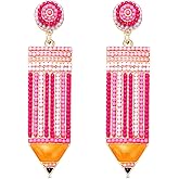 Teacher Earrings Beaded Pencil Earrings for Women Handmade Beaded Dangle Drop Earrings Back To School Teacher Appreciation Gift