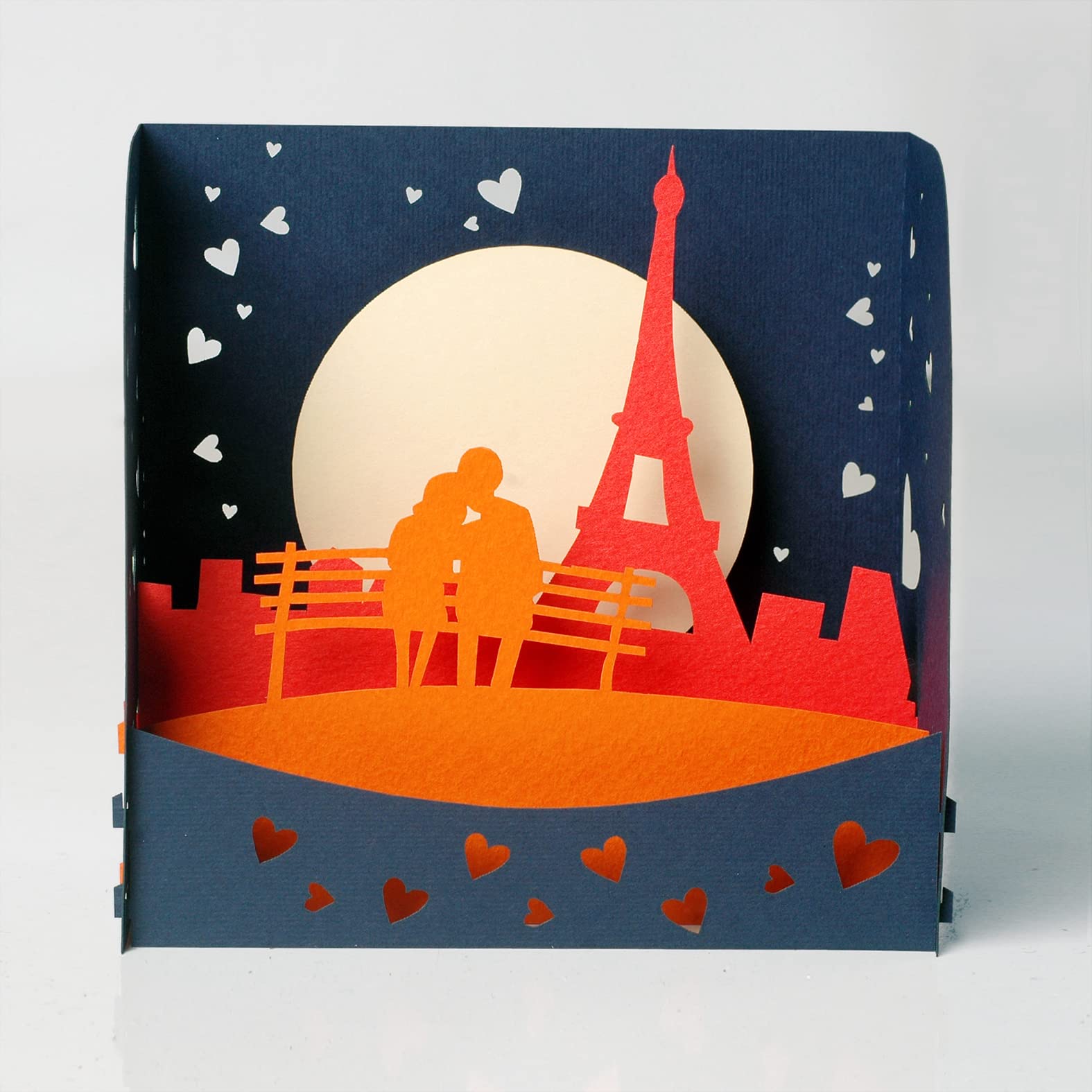 Romantic Eiffel Tower Couple 3D Box Card.Love Collection. Perfect Valentine’s Day, Anniversary, Birthday Surprise Greeting Card Gift for Him, Her, Husband, Wife, Boyfriend, Girlfriend.12cmx18cm