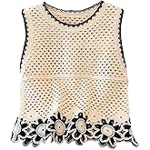 GORGLITTER Women's Crochet Vest Hollow Out Sweater Tank Tops Scoop Neck Sleeveless Fall Knit Tops 2025