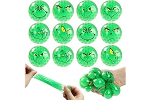 TUKJOTZ 12Pcs Christmas Squishy Toy Bulk,Christmas Green Monster Stress Balls for Adults,Squishy Squeeze Relief Balls Bulk Fidget Toys,Christmas Stocking Stuffer Party Favors Gifts,Goodie Bags