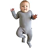Cozy Crawlers Stretchy Viscose from Bamboo Baby Pajamas, Crescent Zipper Onesie, Fold-Over Mittens & Cuffs, Infant PJs