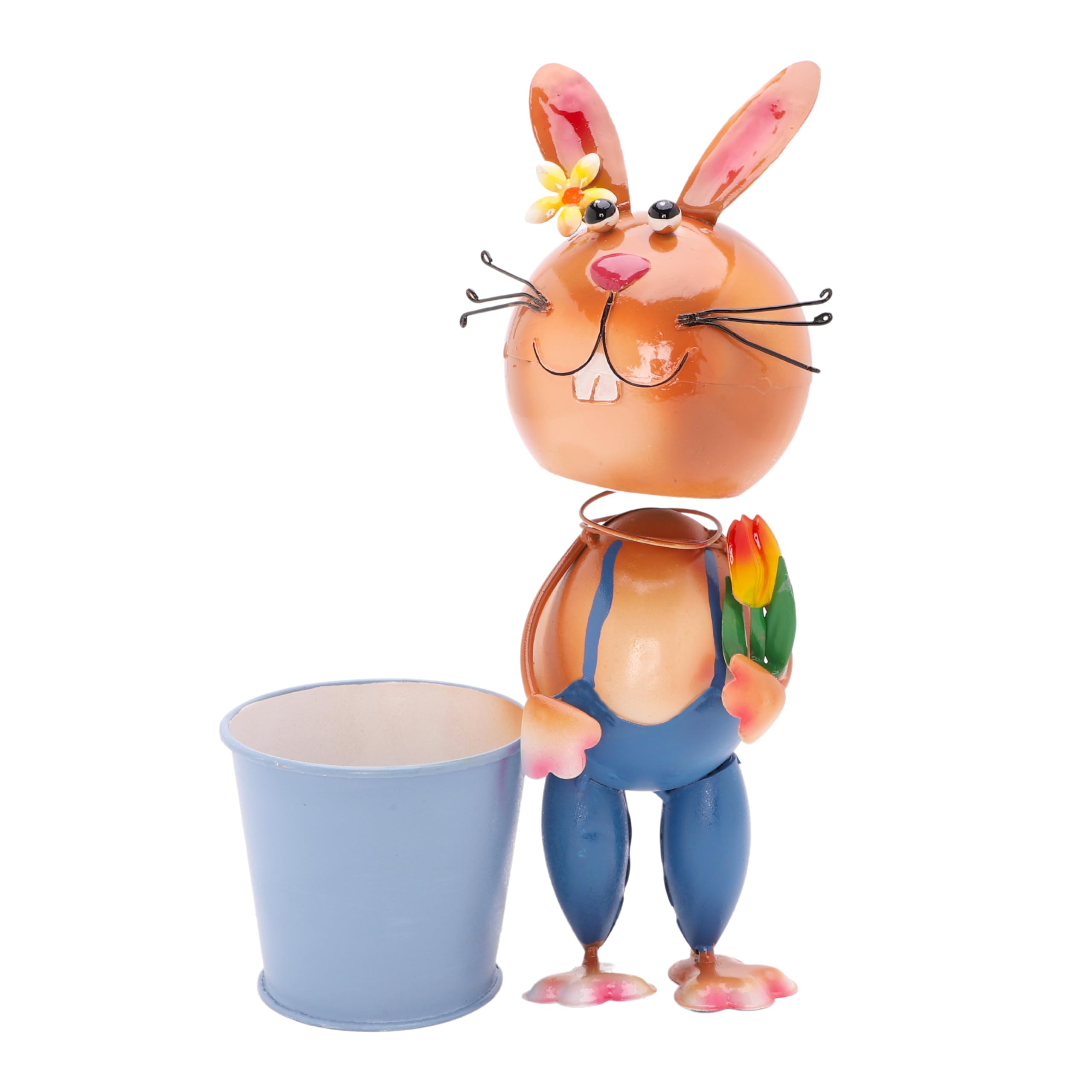 Christmas Concepts® 250mm (10'') Standing Metal Animal Rabbit Flower Pot Sculpture - Indoor/Outdoor Garden Decorations