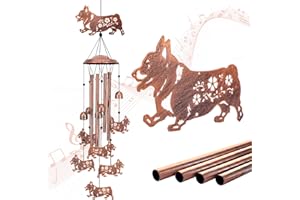 SRDJXY Corgi Dog Wind Chimes Outdoor Dog Gifts for Women Men Mom Gardening Birthday Gifts Metal Memorial WindChimes for Outside/Indoors, Lawn, Patio, Yard Art, Garden Decor, Yard Decorations