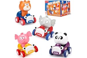 Baby Press and Go Car Toys for 1-2-3 Year Old Boys,Push Go Animal Racing Baby Cars Toys for Toldders 12-18 Months,1st Christm