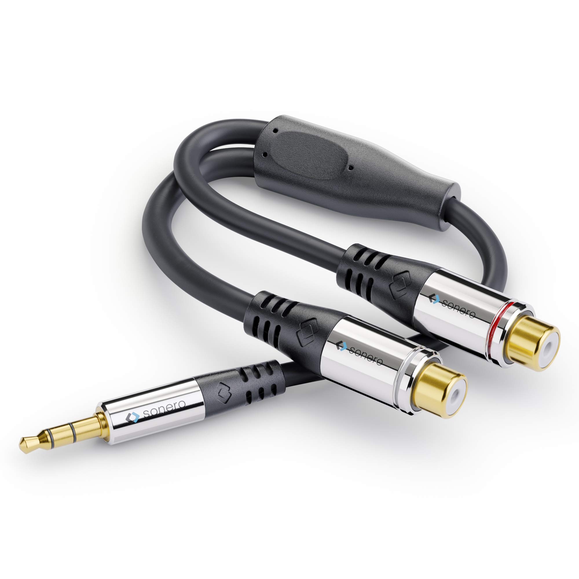 conecto Sonero® Premium Audio Adapter, 0.20 m, 3.5 mm Jack Male to 2x RCA Female, Black