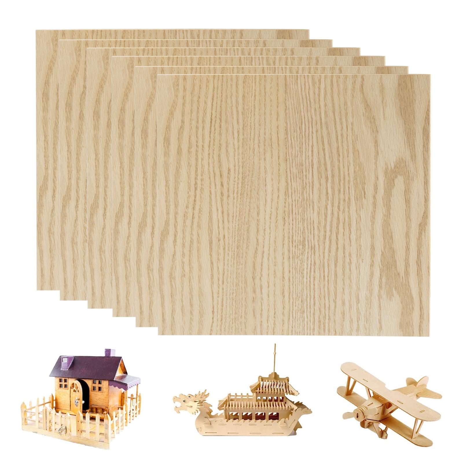 6 Pieces Red Oak Plywood, 30cmx30cm Bubinga Unfinished Wood for for Laser Engraving CNC Cutting Crafts Painting