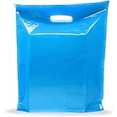 Blue Merchandise Plastic Shopping Bags - 200 Pack 9" x 12" with 1.5 mil Thick - Die Cut Handles - Perfect for Retail, Party Favors, Birthdays, Goodie Bags - Color Blue - Recyclable