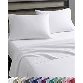 Soft Natural 100% Cotton Sateen King Size Sheets Set, 4 Pcs, Bright White | Backed by Good Housekeeping Seal, Light &amp; Breathable For Hot Sleepers, 14" Deep Pocket, All-Around Elastic, Durable