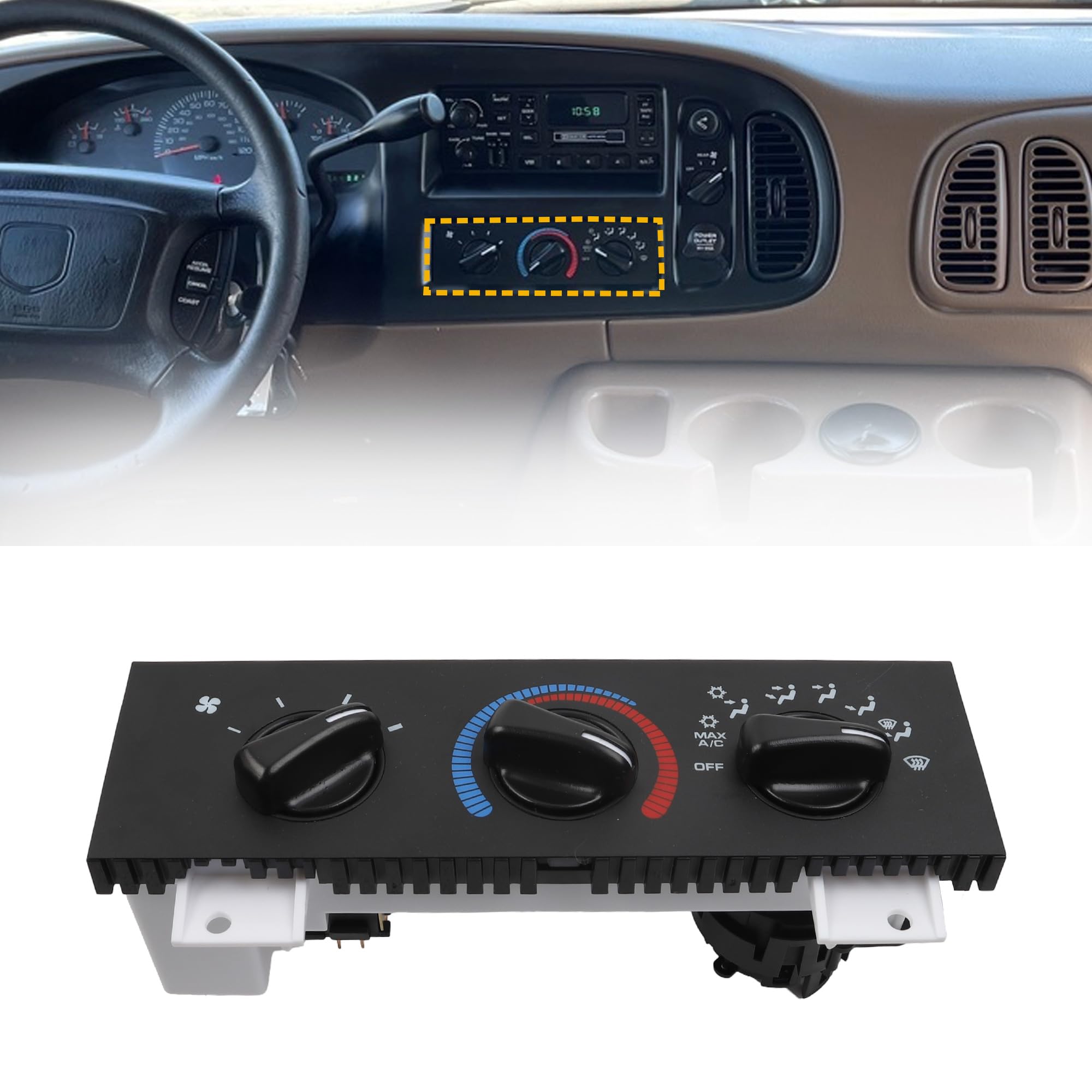 Photo 1 of Dasbecan 55055459AF A/C Climate Control Module Panel Compatible with 1998-2003 Dodge Ram Van Replace# 55055459AA 55055459AB